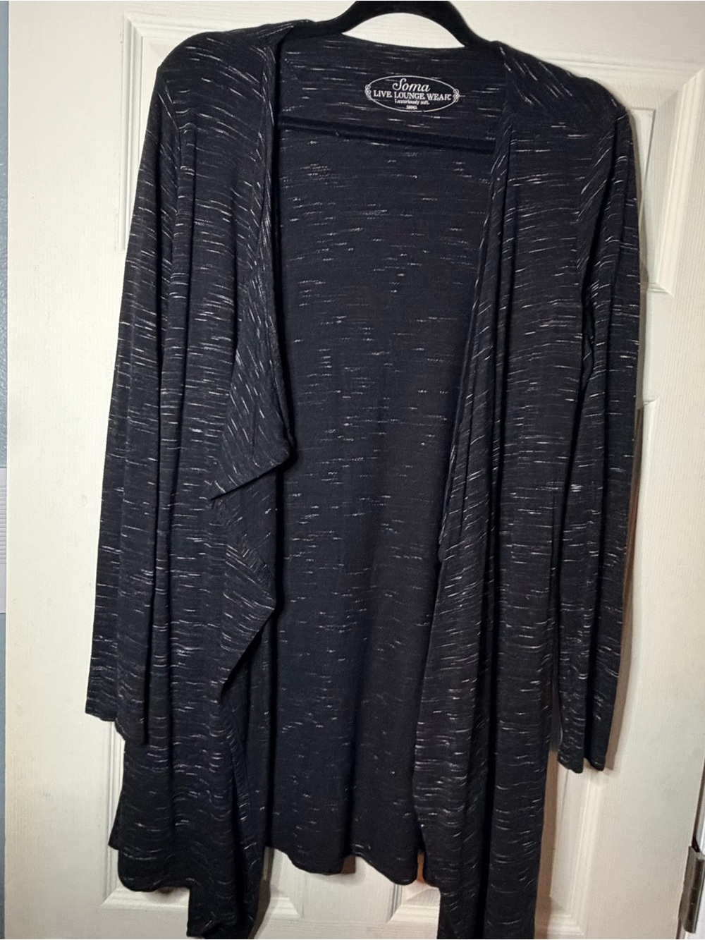 Soma Live Lounge Wear Heathered Black Long Cardigan Top